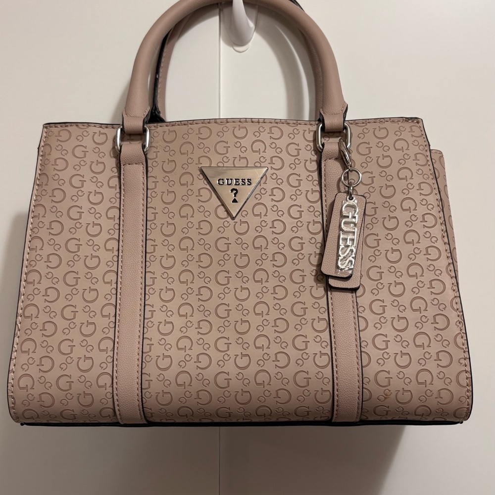 GUESS Blush Pink Logo Satchel with Charm